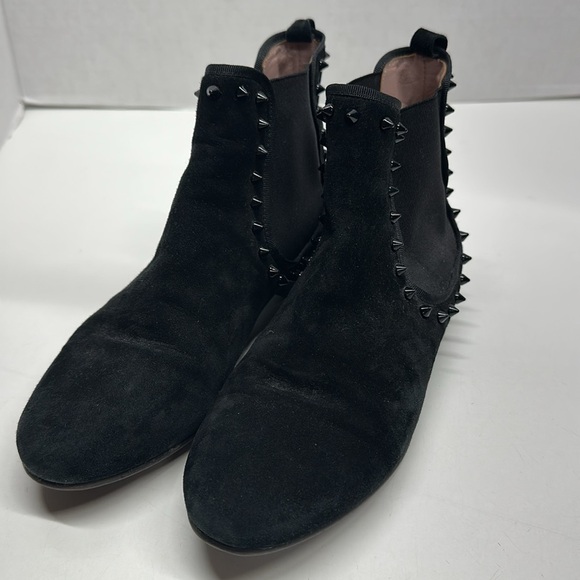 Pretty Ballerinas Boots Ankle Booties Suede Leather Studded Black Size 38 US 8 - Picture 5 of 9